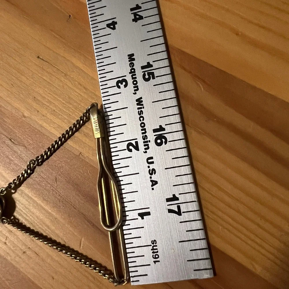 Vintage Swank Gold Tone Love Knot Tie Chain Mens Mid Century Accessory